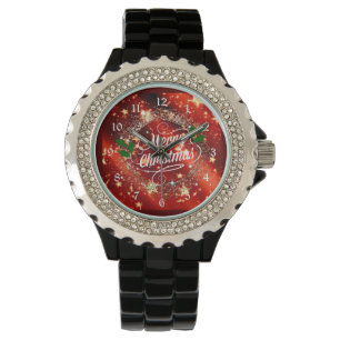 Vrolijk kerstfeest, glans en glitter horloge