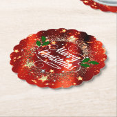Vrolijk kerstfeest, glans en glitter kartonnen onderzetters (Gekanteld)