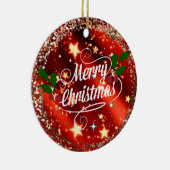 Vrolijk kerstfeest, glans en glitter keramisch ornament (Rechts)