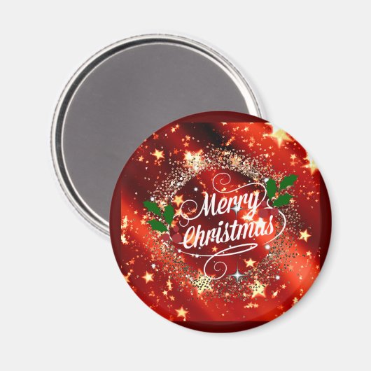 Vrolijk kerstfeest, glans en glitter magneet (Voorkant / Achterkant)
