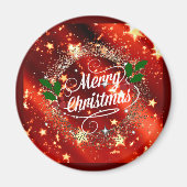 Vrolijk kerstfeest, glans en glitter magneet (Voorkant)
