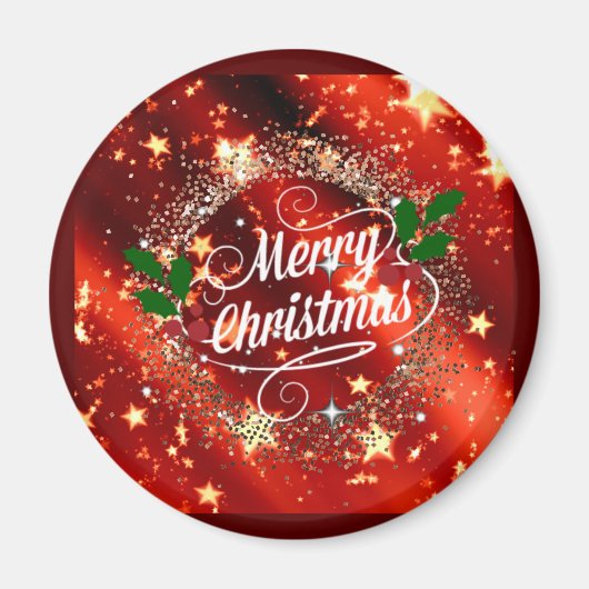Vrolijk kerstfeest, glans en glitter magneet (Voorkant)