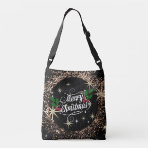 Vrolijk kerstfeest, glans en luisteren crossbody tas