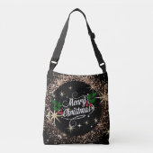 Vrolijk kerstfeest, glans en luisteren crossbody tas (Voorkant)