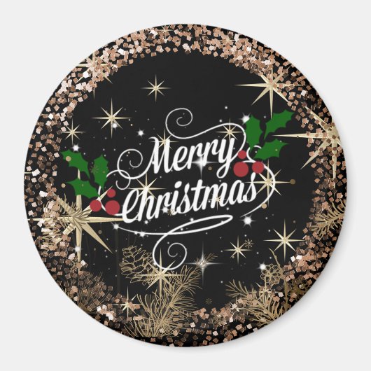 Vrolijk kerstfeest, glans, glitter en shine magneet (Voorkant)