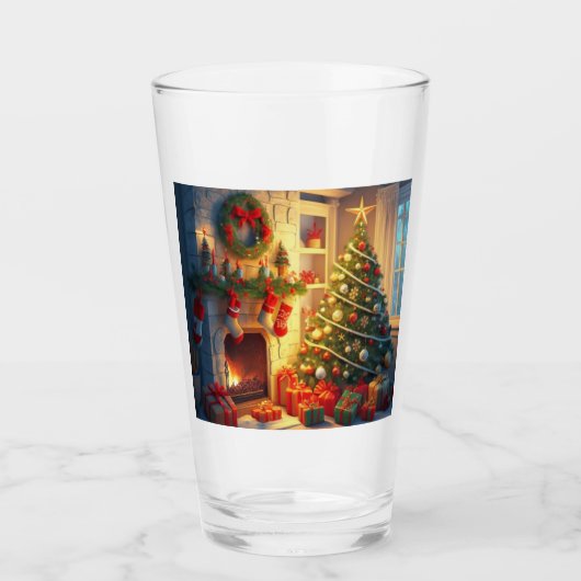 Vrolijk kerstfeest glas (Voorkant)