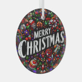 Vrolijk kerstfeest Glas in lood Ornament (Voorkant Rechts)
