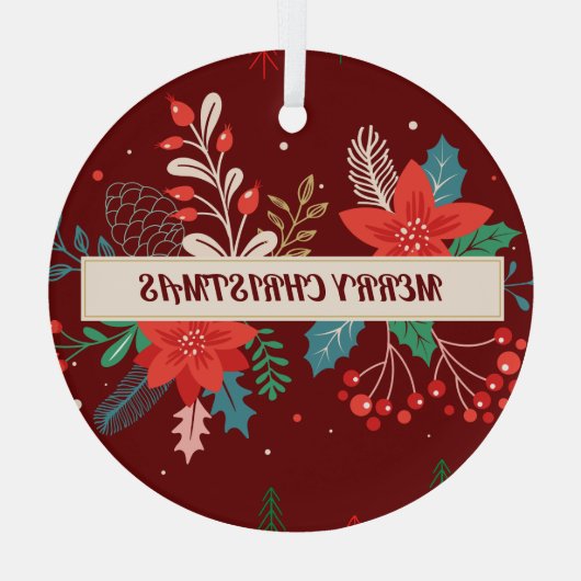 Vrolijk kerstfeest glas ornament (Achterkant)