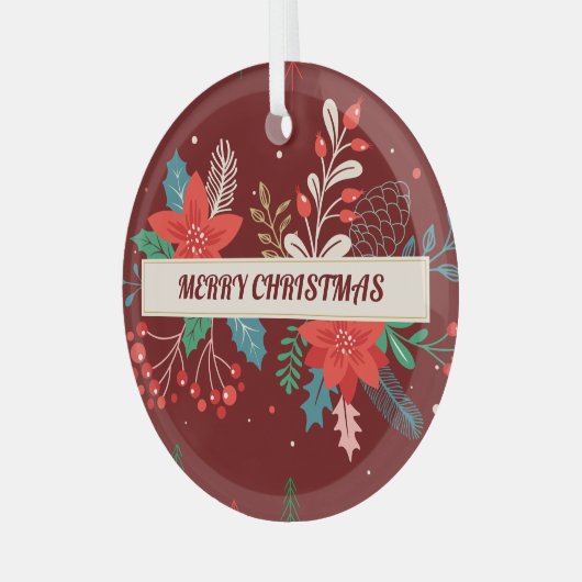 Vrolijk kerstfeest glas ornament (Voorkant links)