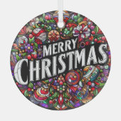 Vrolijk kerstfeest glas ornament (Voorkant)