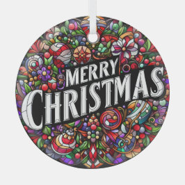 Vrolijk kerstfeest glas ornament