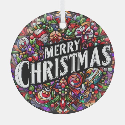 Vrolijk kerstfeest glas ornament (Voorkant)