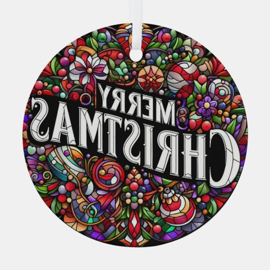 Vrolijk kerstfeest glas ornament (Achterkant)