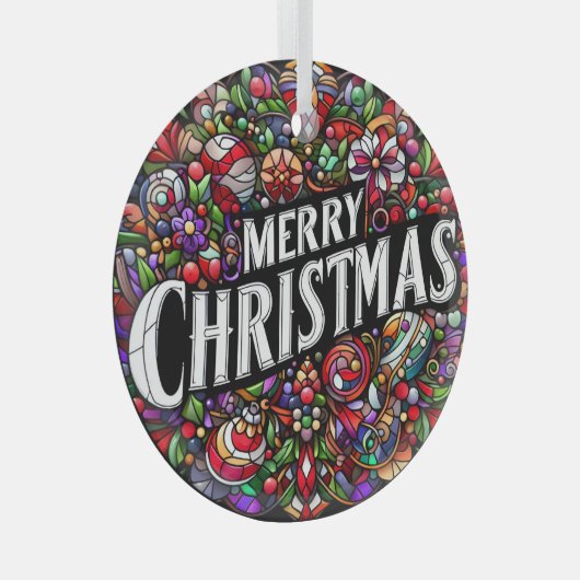 Vrolijk kerstfeest glas ornament (Voorkant Rechts)