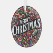 Vrolijk kerstfeest glas ornament (Voorkant links)