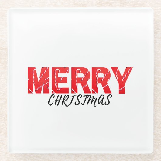 Vrolijk kerstfeest glazen onderzetter (Voorkant)