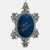 Vrolijk kerstfeest, glitter, blauw tin sneeuwvlok ornament (Links)