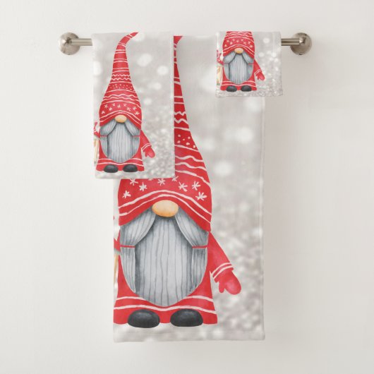 Vrolijk kerstfeest, Glitter Bokeh, Cute Gnome Bad Handdoek (Insitu)
