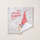 Vrolijk kerstfeest, Glitter Bokeh, Cute Gnome Bad Handdoek (Wasdoekje)