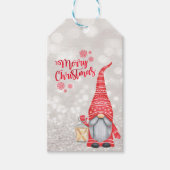 Vrolijk kerstfeest, Glitter Bokeh, Cute Gnome Cadeaulabel (Voorkant)