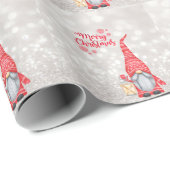 Vrolijk kerstfeest, Glitter Bokeh, Cute Gnome Cadeaupapier (Rol Hoek)