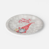 Vrolijk kerstfeest, Glitter Bokeh, Cute Gnome Papieren Bordje (Gekanteld)