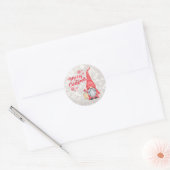 Vrolijk kerstfeest, Glitter Bokeh, Cute Gnome Ronde Sticker (Envelop)
