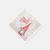 Vrolijk kerstfeest, Glitter Bokeh, Cute Gnome Servet (Hoek)