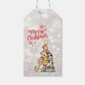 Vrolijk kerstfeest, Glitter Bokeh, Kute Cats Pine  Cadeaulabel (Voorkant)