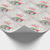 Vrolijk kerstfeest, Glitter Bokeh, Kute Gnomes Sle Cadeaupapier (Hoek)