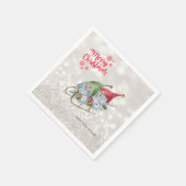 Vrolijk kerstfeest, Glitter Bokeh, Kute Gnomes Sle Servet (Hoek)