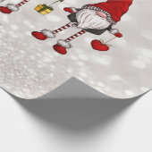 Vrolijk kerstfeest, glitter bokeh rode kabouters cadeaupapier (Hoek)