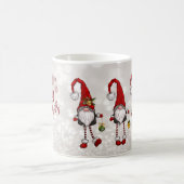 Vrolijk kerstfeest, glitter bokeh rode kabouters koffiemok (Center)