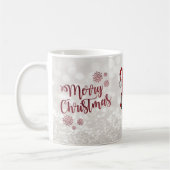 Vrolijk kerstfeest, glitter bokeh rode kabouters koffiemok (Links)