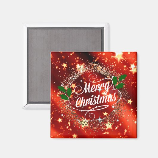 Vrolijk kerstfeest, glitter en sparkle magneet (Voorkant / Achterkant)