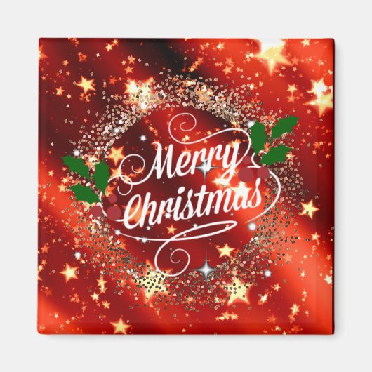 Vrolijk kerstfeest, glitter en sparkle magneet (Voorkant)