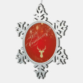 Vrolijk kerstfeest, Glitter Reindeer Tin Sneeuwvlok Ornament (Rechts)