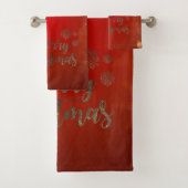 Vrolijk kerstfeest Glitter, rood Bad Handdoek (Insitu)