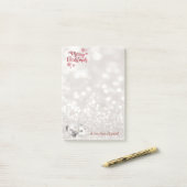 Vrolijk kerstfeest, Glittery Bokeh, Kerstballen Post-it® Notes (Op bureau)