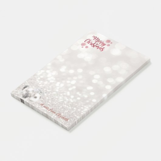 Vrolijk kerstfeest, Glittery Bokeh, Kerstballen Post-it® Notes (Schuin)