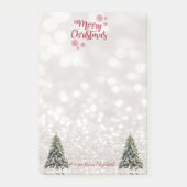 Vrolijk kerstfeest, Glittery Bokeh, Pine Trees Post-it® Notes (Voorkant)