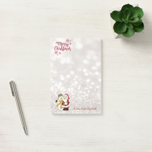 Vrolijk kerstfeest, Glittery Bokeh, Santa Claus, S Post-it® Notes (Kantoor)