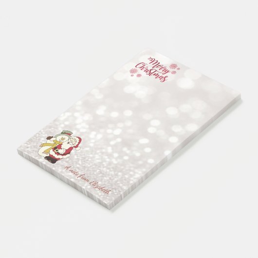 Vrolijk kerstfeest, Glittery Bokeh, Santa Claus, S Post-it® Notes (Schuin)
