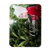 Vrolijk kerstfeest | Glitz Faux Glitter Photo Over Magneet (Verticaal)