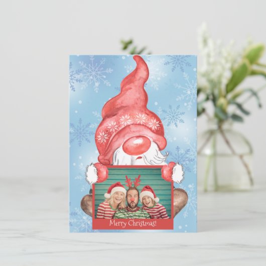 Vrolijk kerstfeest Gnome Foto Persoonlijk Kerstfee (Staand voorkant)