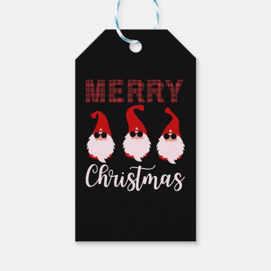 Vrolijk kerstfeest Gnome Funny Kerstmis Cadeaulabel (Voorkant)