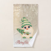 Vrolijk Kerstfeest, Gnome, Pine Tree, Snowflakes Bad Handdoek (Handdoek)