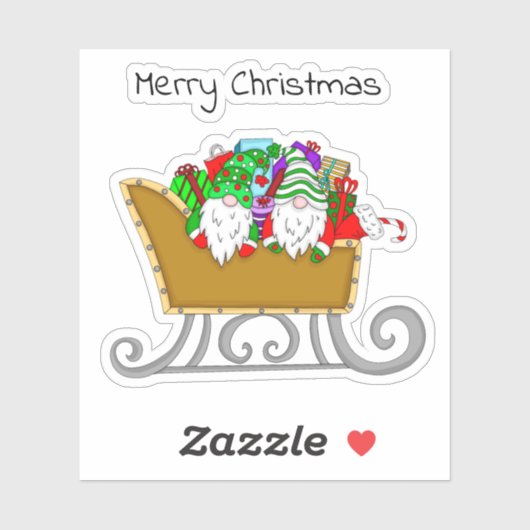Vrolijk kerstfeest | Gnomen in een Festive Sled Sticker (Vel)
