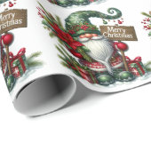 Vrolijk Kerstfeest Gnoom met Decoraties Cadeaupapier (Rol Hoek)