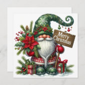 Vrolijk Kerstfeest Gnoom met Decoraties Feestdagenkaart (Voorkant / Achterkant)